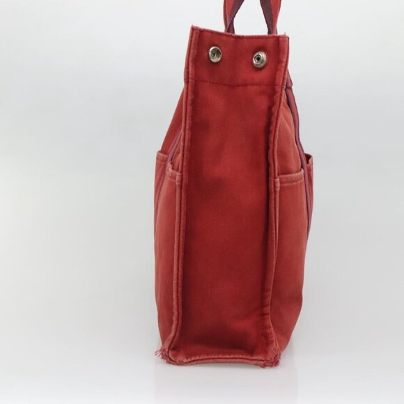 HERMES Fourre Tout MM Hand Bag Canvas Red Silver Auth - Picture 4 of 16